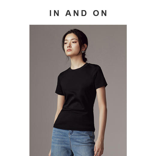 IN AND ON 新款 液氨棉 50支双面棉柔圆领T恤 54143 商品图2