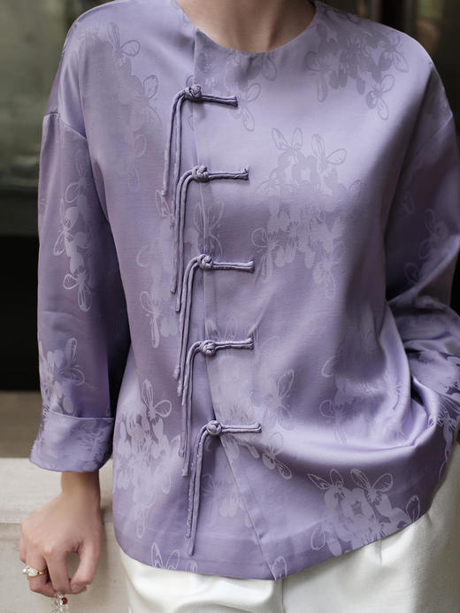  盛唐婧 |新中式流苏浮雕外套-紫色(售完不补-不退不换) 商品图1