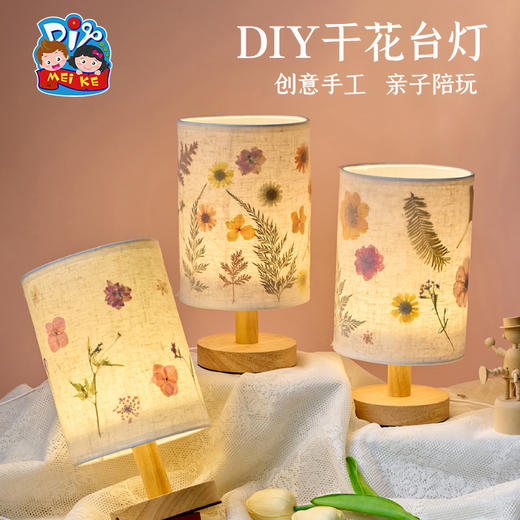 母亲节礼物手工diy干花台灯儿童制作材料包团建活动压花小夜灯 商品图0