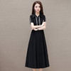 QYM-247253时尚洋气假两件拼结夏季新款黑色短袖裙中长款A字裙 商品缩略图5