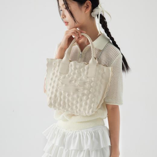 奶油白立体针织菠萝小挎包两背托特包 商品图0