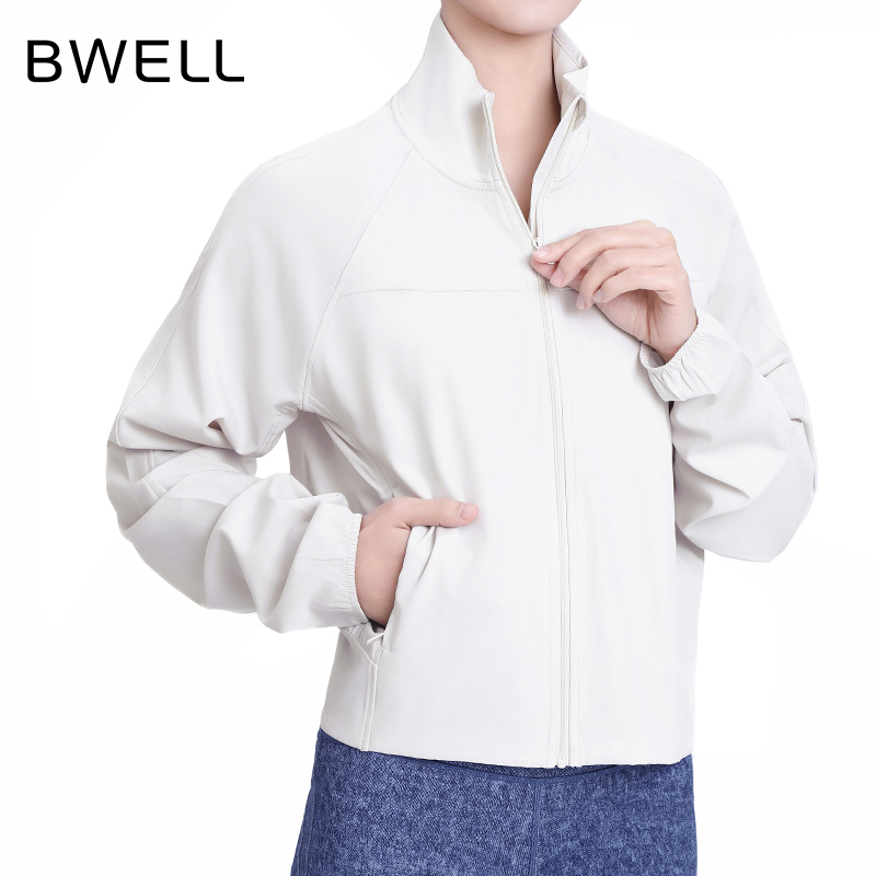 BWELL立领前拼接下摆褶皱防晒运动外套BWY7603Y