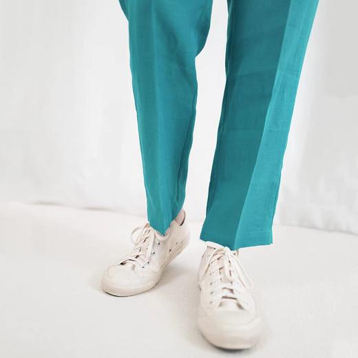 板栗研衣所/BLV921B/绿松石蓝亚麻裤子 商品图1
