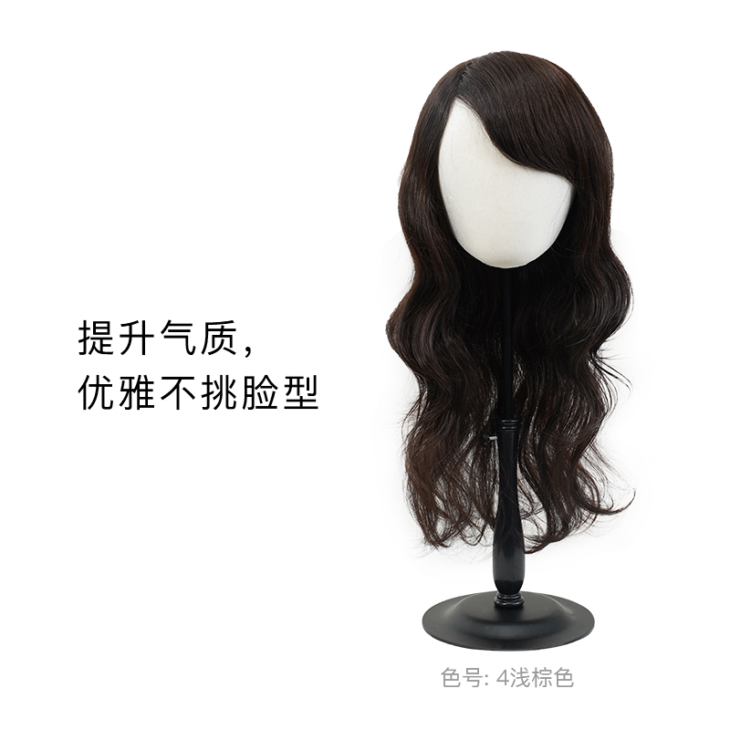 Rebecca瑞贝卡假发偏分刘海卷发中长纹理卷发全手织优雅时尚头套