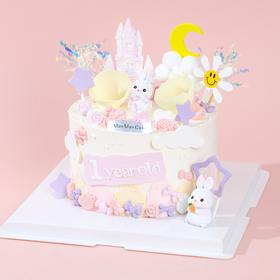 【提前一天预定】可爱兔子·城堡蛋糕【C4756】