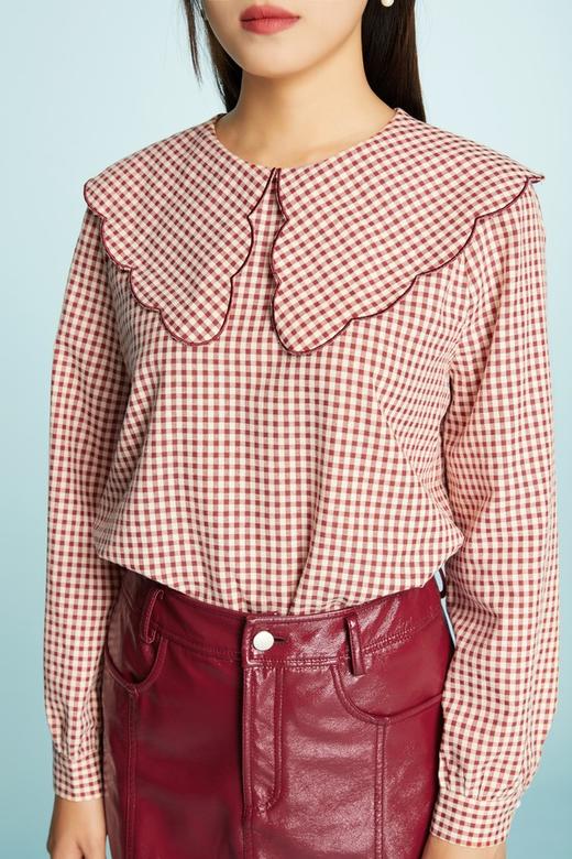 amadella 红色花边领格纹上衣 11334 商品图3
