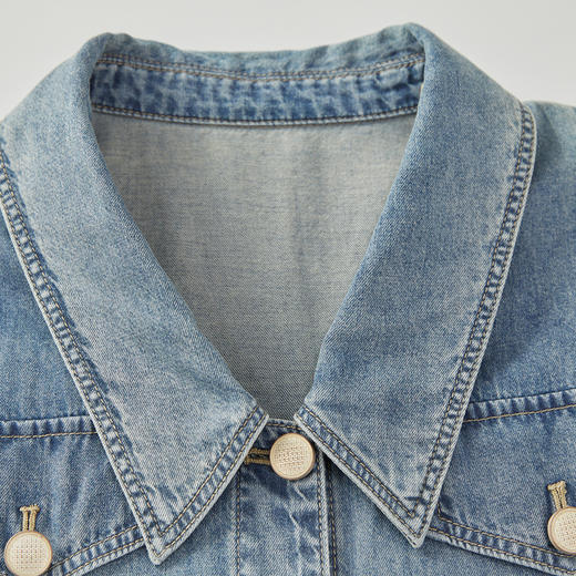 谜底连衣裙短袖女2024年夏款复古文艺风刺绣宽松直筒裙242ML0660 商品图3