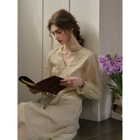 SimpleRetro雾气香玫 重工提花v领法式连衣裙女夏气质茶歇仙女裙