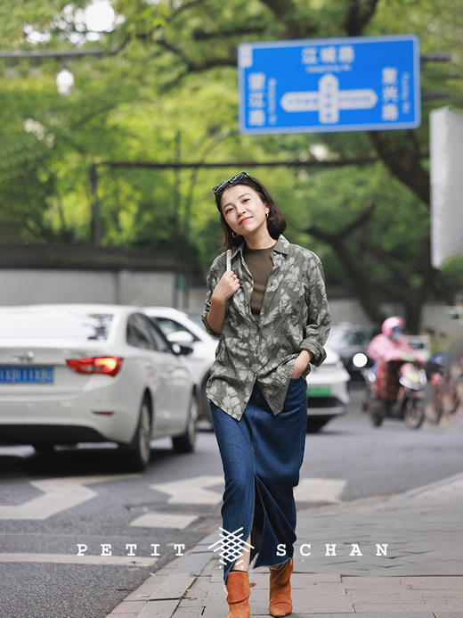 PETIT SCHAN小闪 CLO#480 branchy 繁枝 纯棉盐缩艺术感印花百搭衬衫 商品图4