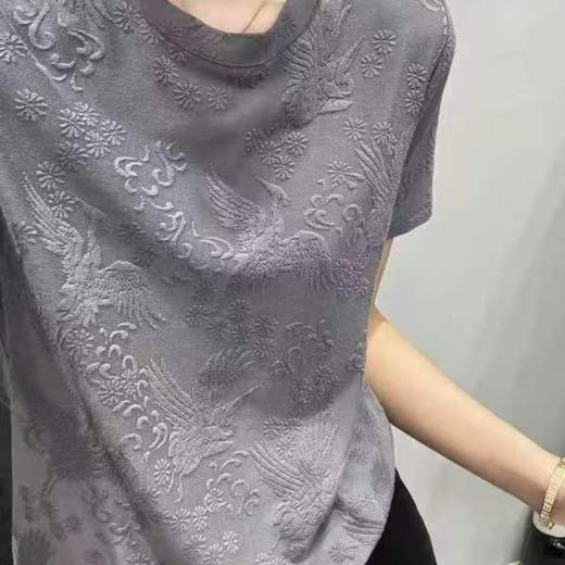 【国潮风 浮雕新工艺】圆领基础款百搭t恤短袖女MJ240048 商品图1