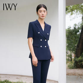 IWY/藏青色西装套装修身气质职业装西服薄款售楼部美容院ol工作服C13215+P13215