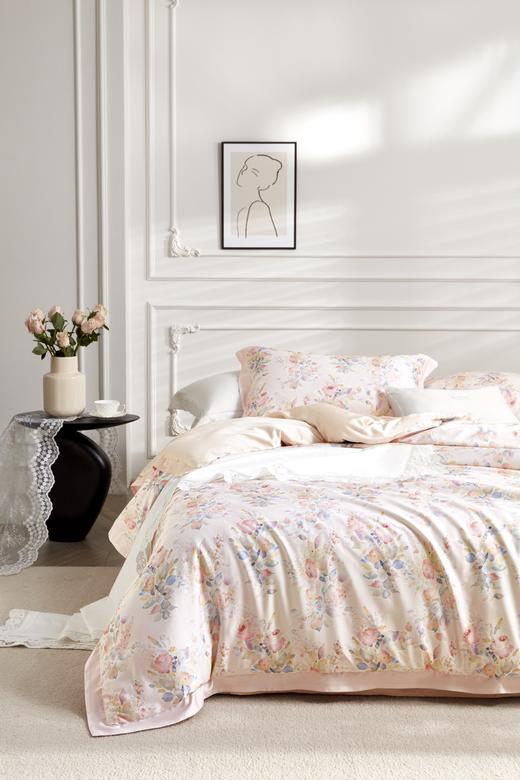 利路米新款天丝棉四件套 粉色碎花 柔婉 商品图0