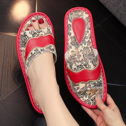 【舒适加厚柔软，凉爽不闷热！】欧式印花牛皮拖鞋，室内男女海宁拖鞋居家，夏季防滑牛皮拖鞋潮！-ry 商品图7