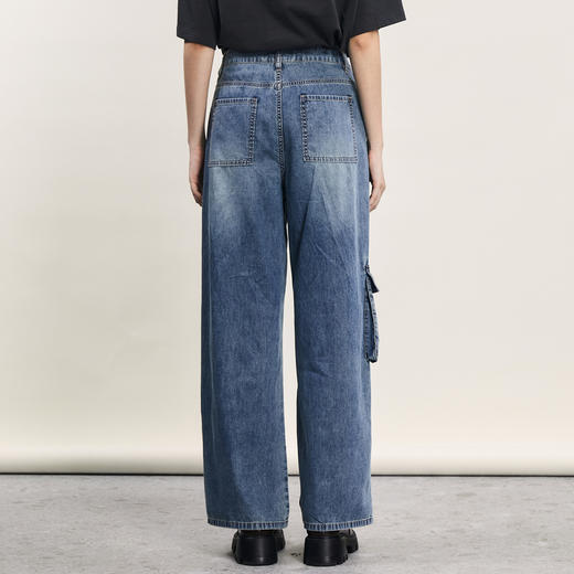 谜底牛仔直筒裤女2024年夏季新款工装风百搭大口袋长裤242MK0704 商品图2