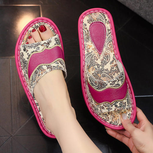 【舒适加厚柔软，凉爽不闷热！】欧式印花牛皮拖鞋，室内男女海宁拖鞋居家，夏季防滑牛皮拖鞋潮！-ry 商品图8