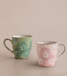 日本西庵窑美浓烧手工制手绘风花马克杯