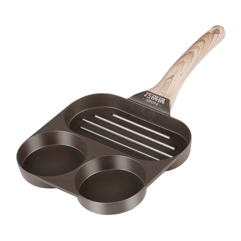 SIRONI钛金三合一早餐锅分格多功能一体&玉子烧锅煎锅蛋饺厚蛋烧早餐锅