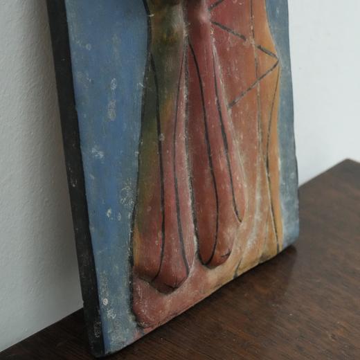 欧洲立体浮雕手绘陶板画 祈祷的女子 商品图3