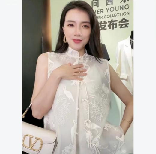 【破价】N°28 ‘仙鹤’设计师新中式无袖上衣气质优雅印花马甲背心9A21W037 商品图1