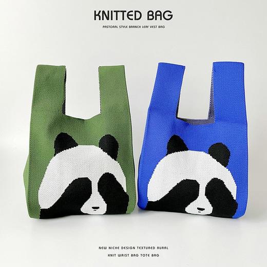 小众设计可爱熊猫大容量针织肩包【可选搭配肩带】 商品图1