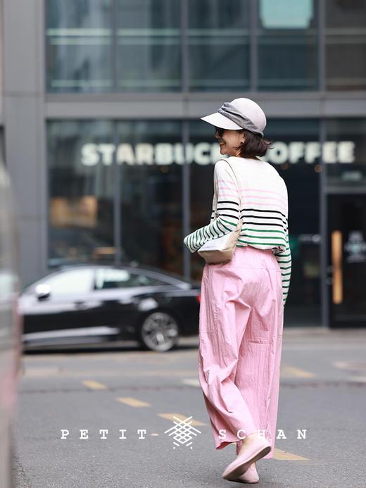 PETIT SCHAN小闪 CLO#281 Free radish 自由的萝卜 棉混纺自然微皱纸感松紧腰九分萝卜裤/锥形裤 商品图6