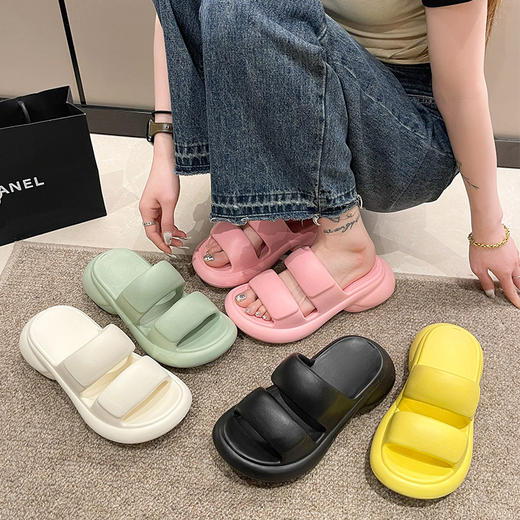 【柔软轻盈舒适，止滑不磨脚！】2024新款eva拖鞋女夏季外穿，ins潮时尚厚底踩屎感高跟凉拖鞋，时尚个性简约百搭-lm！ 商品图0
