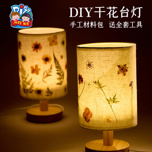 母亲节礼物手工diy干花台灯儿童制作材料包团建活动压花小夜灯 商品图2