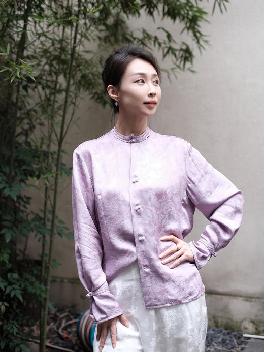 盛唐牡丹 |真丝仙羽提花女上衣 商品图4