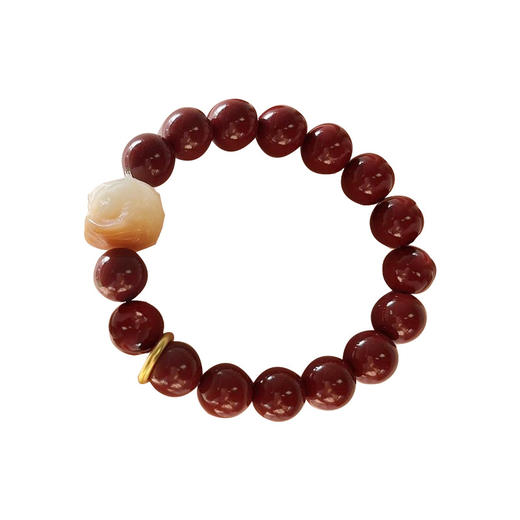 「限时9.9元包邮！琉璃醒狮手串」吉祥如意焦糖菩提俏色醒狮手链 红色本命年手串情侣时尚饰品 商品图4