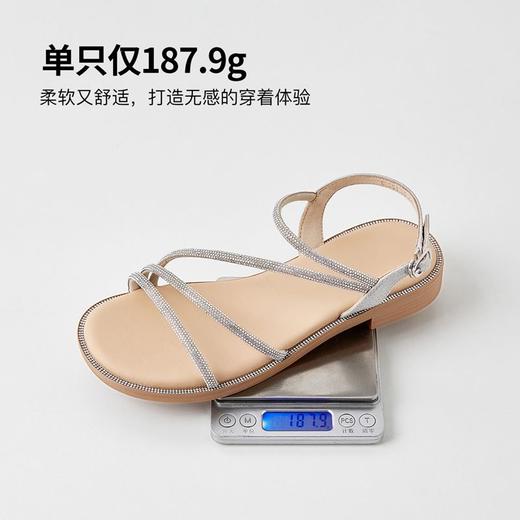 ZHR则则凉鞋女2024新款时尚爆款一字带水钻凉鞋气质防滑平底凉鞋 商品图4