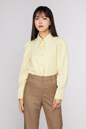 amadella 黄色泡泡袖气质百搭长袖衬衣 11317