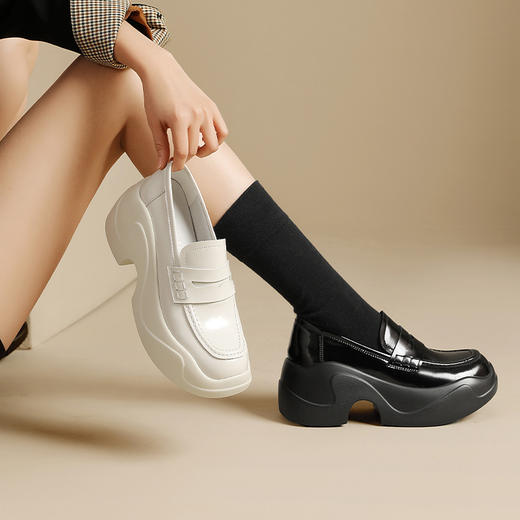 OLD-930厚底小皮鞋秋季新款黑色学院英伦风jk鞋子女系带休闲单鞋 商品图0