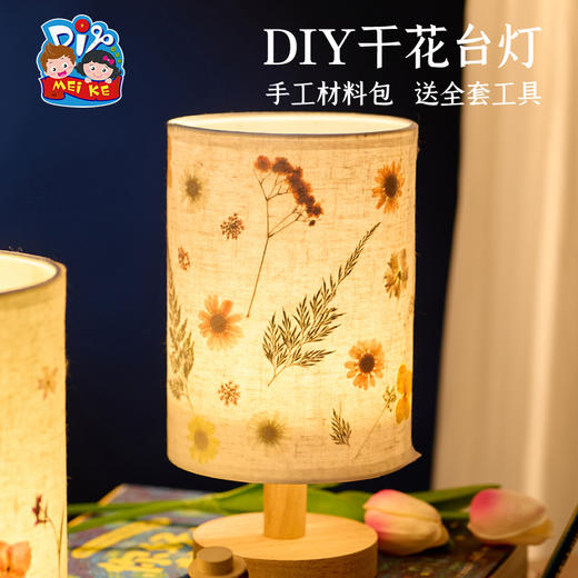 母亲节礼物手工diy干花台灯儿童制作材料包团建活动压花小夜灯 商品图3