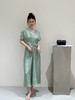 盛唐牡丹 |天青色织金真丝提花褶皱长裙 商品缩略图0