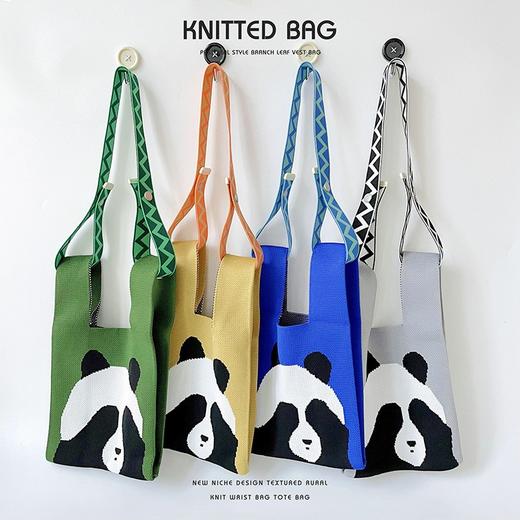 小众设计可爱熊猫大容量针织肩包【可选搭配肩带】 商品图4