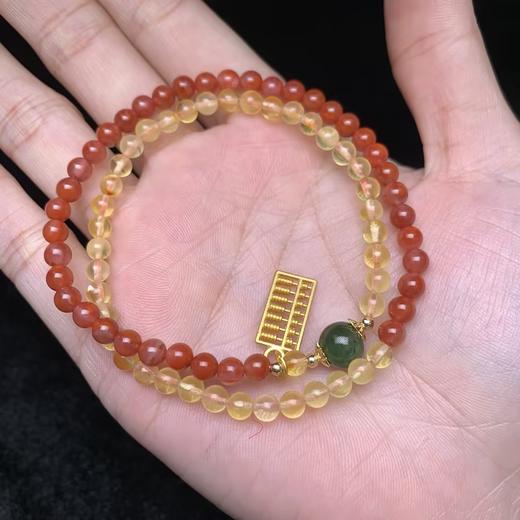 蜜蜡玛瑙两圈-DIY南红玛瑙算盘碧玉圆珠 商品图0