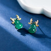 s925银绿玛瑙驯鹿葫芦耳钉女，复古立体小众设计冰种绿宝石耳饰TKT-DY3403755 商品缩略图1