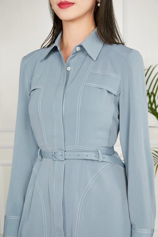 Le Malene 本布腰带收腰蓝色连衣裙 11282 商品图3