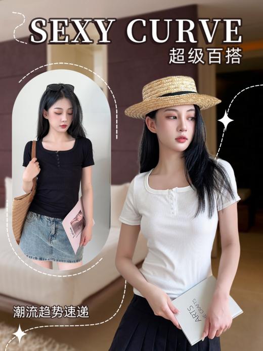 男女士简约百搭长绒棉圆领螺纹棉T恤短袖高弹舒适8023/2000 商品图3