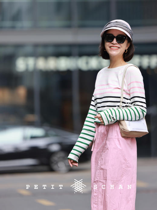 PETIT SCHAN小闪 CLO#479 ode to joy 欢乐颂 全棉撞色条纹圆领长袖针织T恤 商品图4