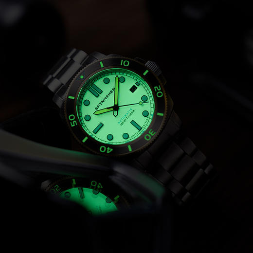 新款SPINNAKER三角帆全盘夜光自动机械潜水手表男士钢带皮带5088 商品图1