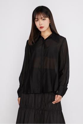 ANSUABEL 微透宽松黑色衬衣 11263
