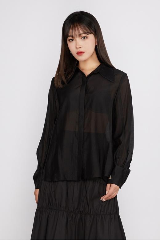 ANSUABEL 微透宽松黑色衬衣 11263 商品图0