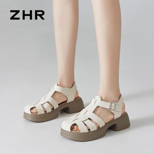 ZHR猪笼鞋2024新款夏季时尚编织罗马凉鞋舒适百搭松糕底凉鞋 商品图6