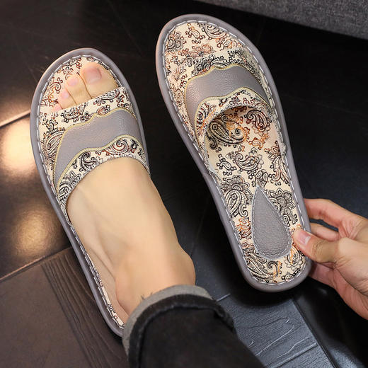 【舒适加厚柔软，凉爽不闷热！】欧式印花牛皮拖鞋，室内男女海宁拖鞋居家，夏季防滑牛皮拖鞋潮！-ry 商品图13