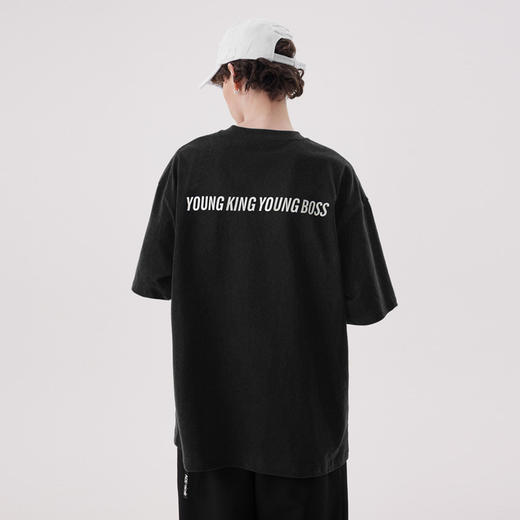 YKYB宽松t恤男女潮牌圆领落肩半袖纯色纯棉百搭简约短袖 商品图0