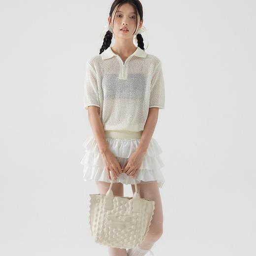 奶油白立体针织菠萝小挎包两背托特包 商品图3