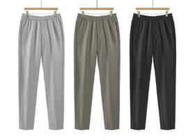 Martine Wester男小米阶梯针织面料松紧腰直筒慢跑裤 11113563 简洁锥腿裤型