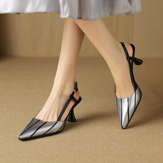 【预售5天】包头凉鞋2024年新款女夏季一字带高跟鞋细跟牛皮小清新时装女鞋子LD&6776 商品图1