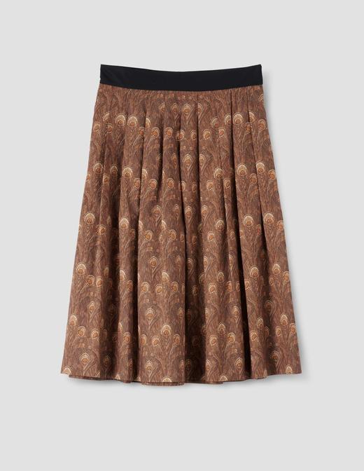 Margaret Howell 烟草棕翎羽印花府绸寛褶半裙 商品图5